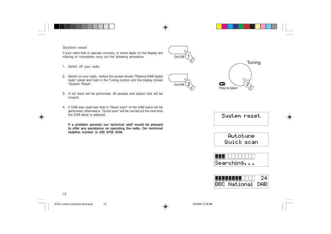 Roberts Radio RD-50 manual System reset 