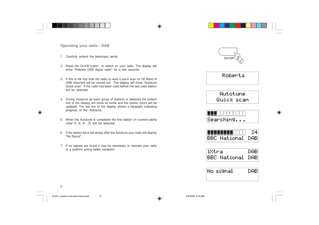 Roberts Radio RD-50 manual Operating your radio DAB 