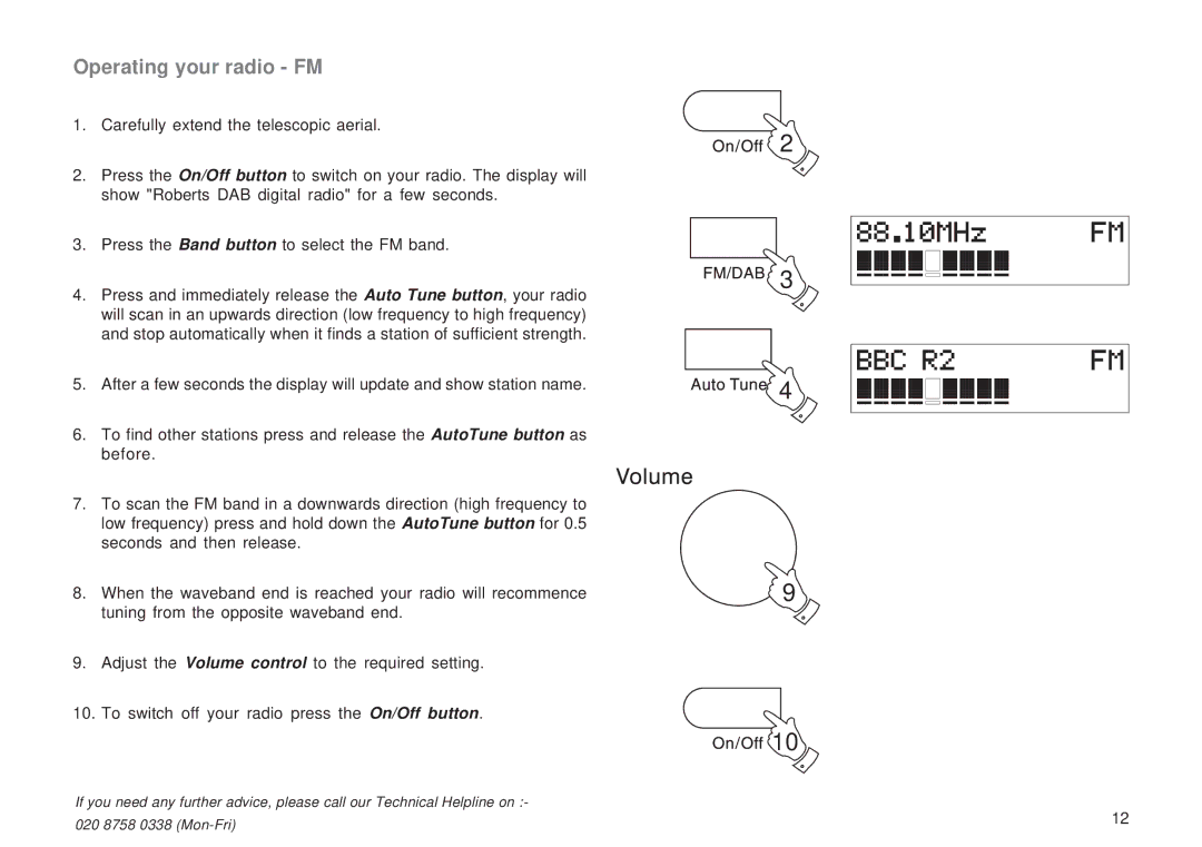 Roberts Radio RD-50CFM manual Operating your radio FM 