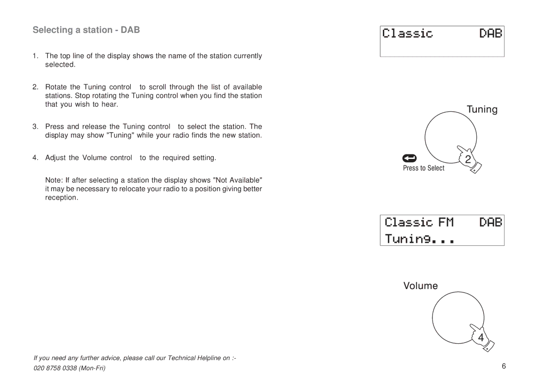 Roberts Radio RD-50CFM manual Selecting a station DAB 