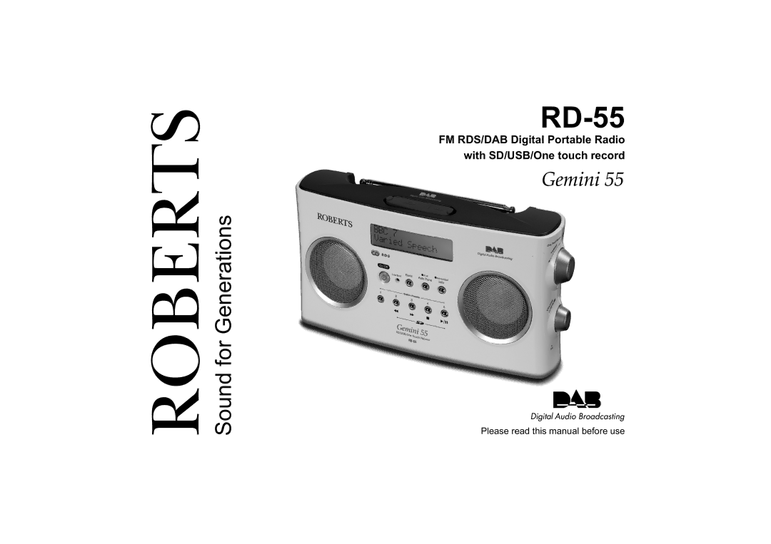 Roberts Radio RD-55 manual Roberts 