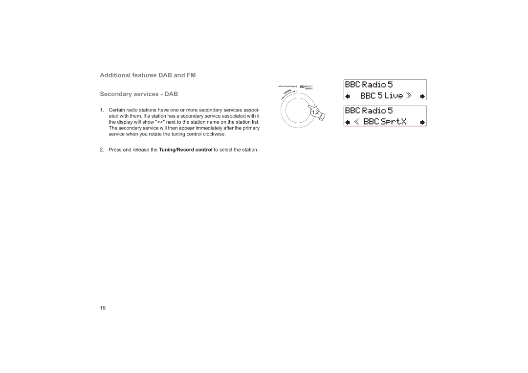 Roberts Radio RD-55 manual Additional features DAB and FM Secondary services DAB 