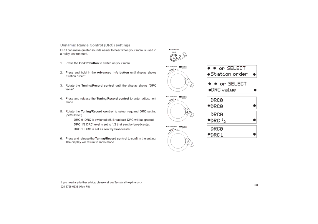 Roberts Radio RD-55 manual Dynamic Range Control DRC settings 