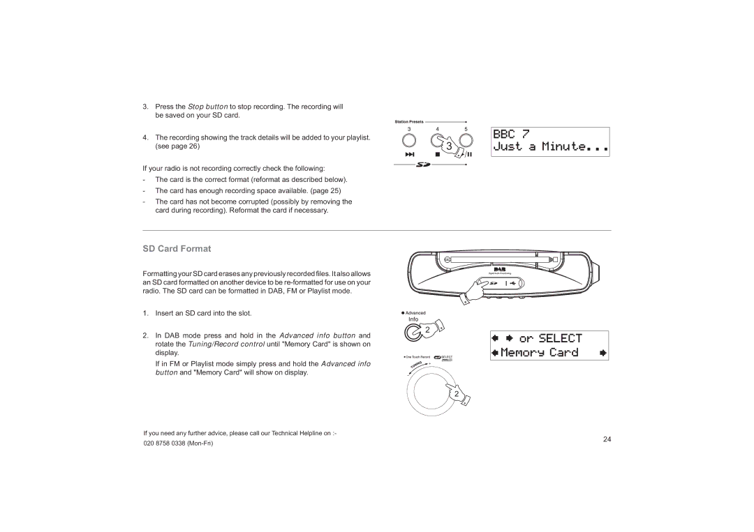 Roberts Radio RD-55 manual SD Card Format 