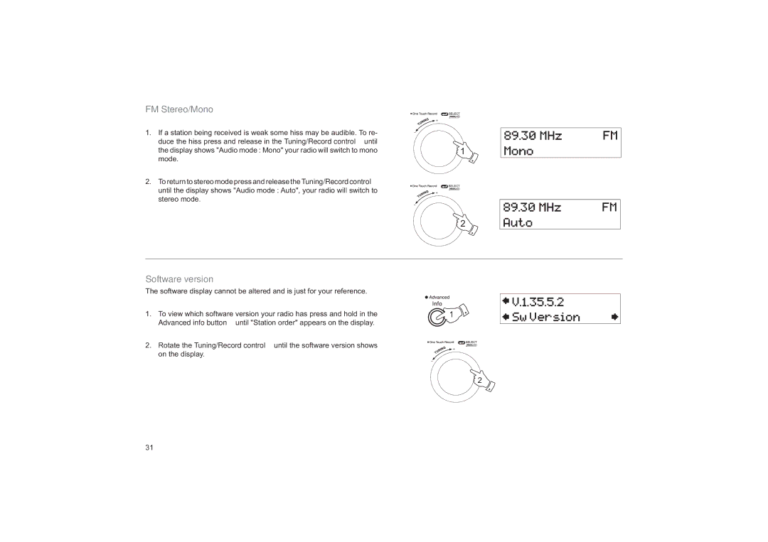 Roberts Radio RD-55 manual FM Stereo/Mono, Software version 