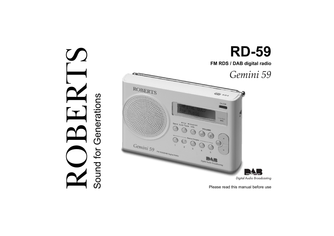 Roberts Radio RD-59 manual Roberts 