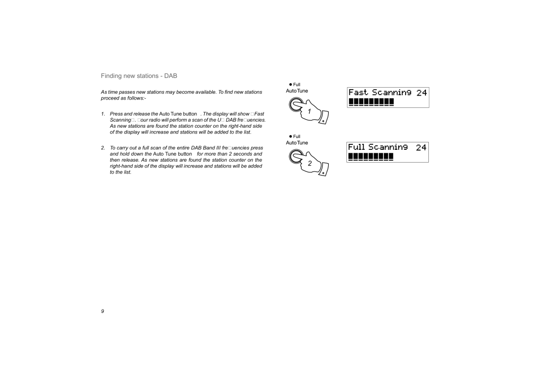 Roberts Radio RD-59 manual Finding new stations DAB 