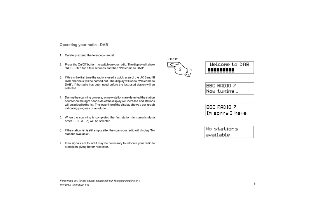 Roberts Radio RD-59 manual Operating your radio DAB 