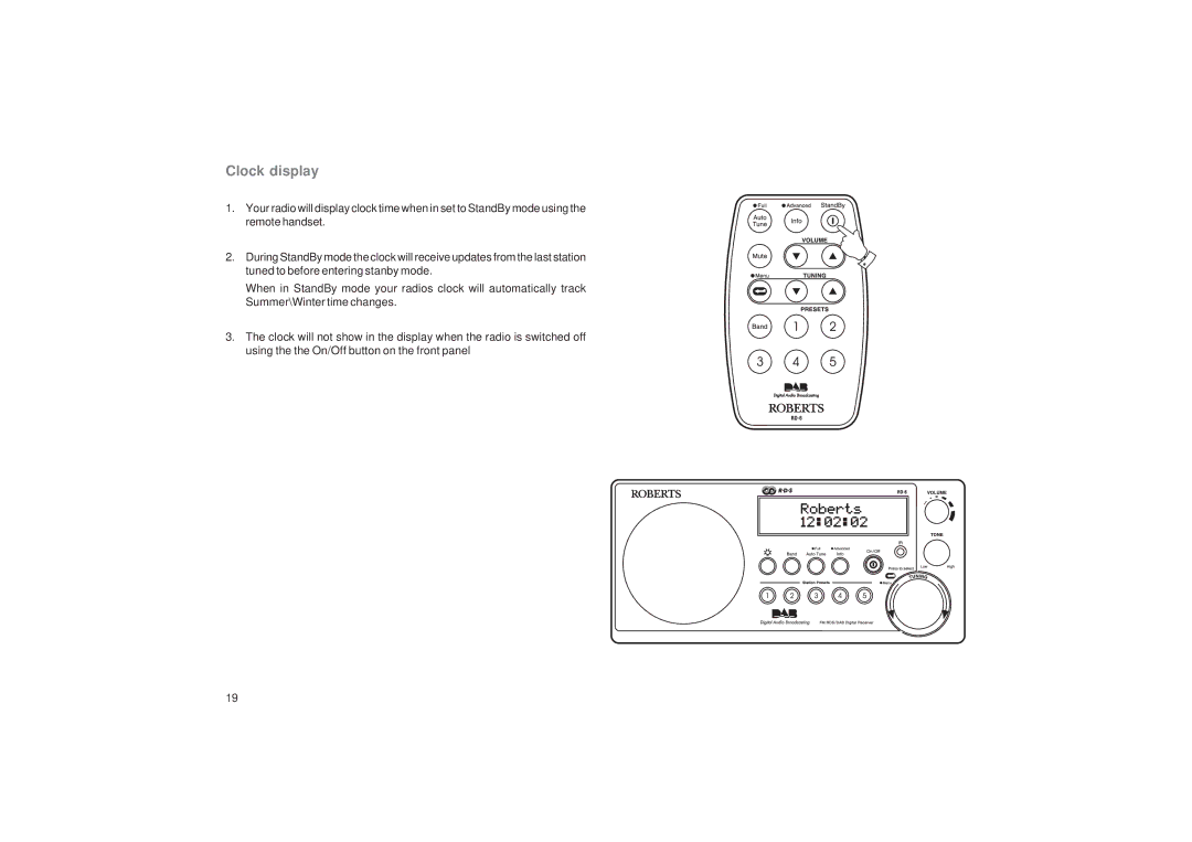 Roberts Radio RD-6 manual Clock display 