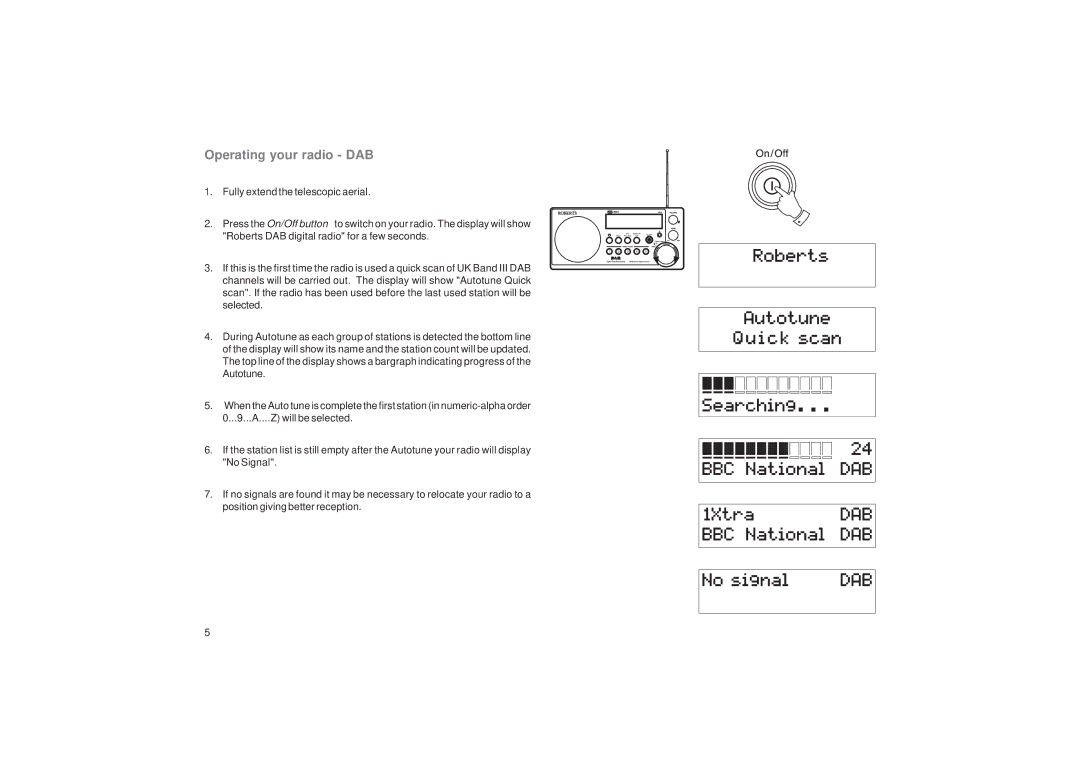 Roberts Radio RD-6 manual Operating your radio DAB 