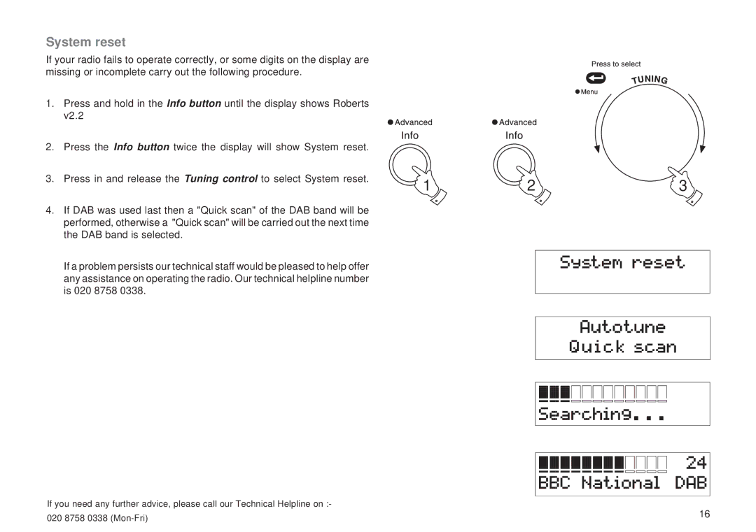 Roberts Radio RD-6R manual System reset 