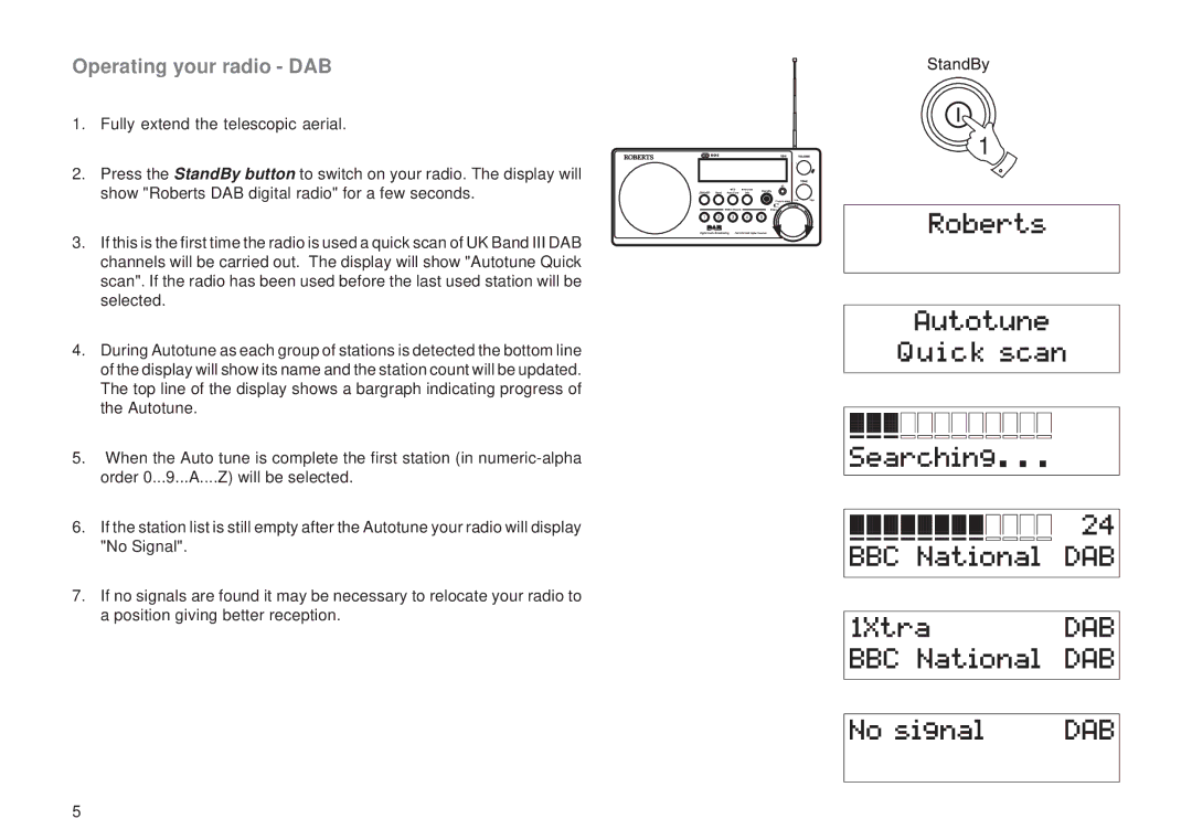 Roberts Radio RD-6R manual Operating your radio DAB 