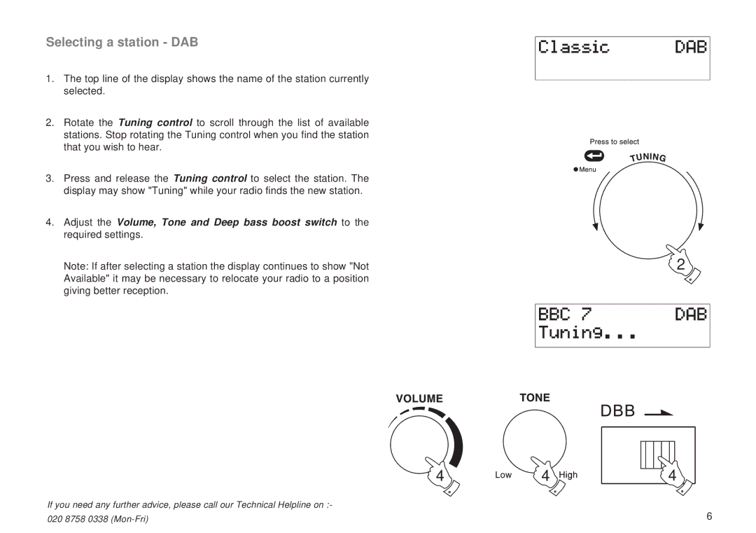 Roberts Radio RD-6R manual Selecting a station DAB 