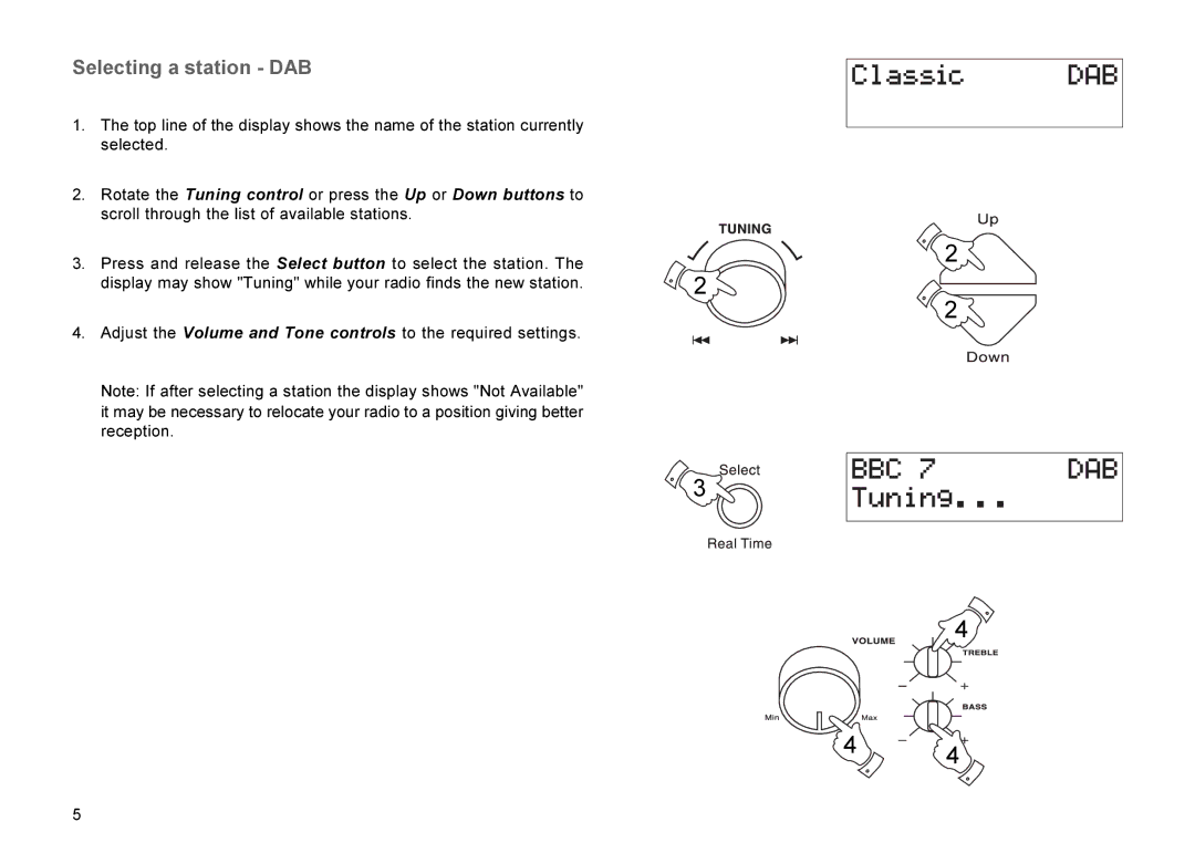 Roberts Radio RD-7 manual Selecting a station DAB 