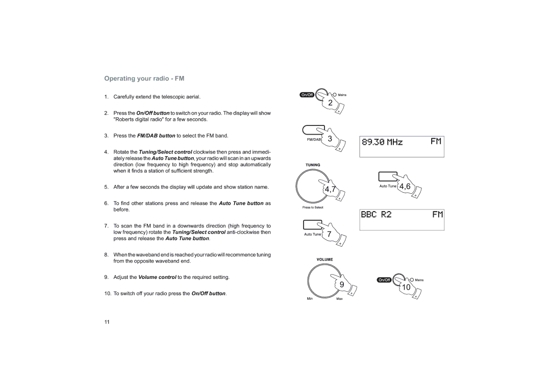 Roberts Radio RD-76 manual 910, Operating your radio FM 