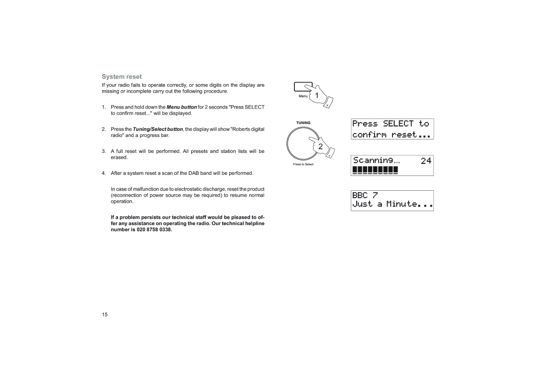 Roberts Radio RD-76 manual System reset 