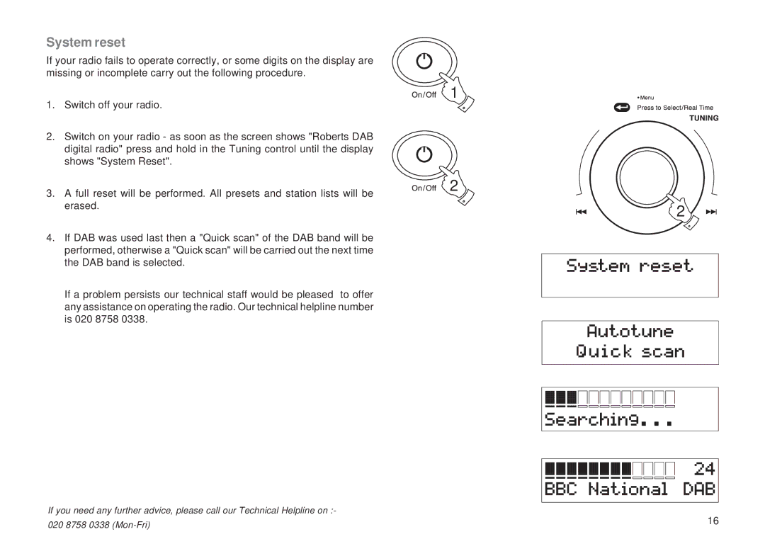 Roberts Radio RD-8 manual System reset 