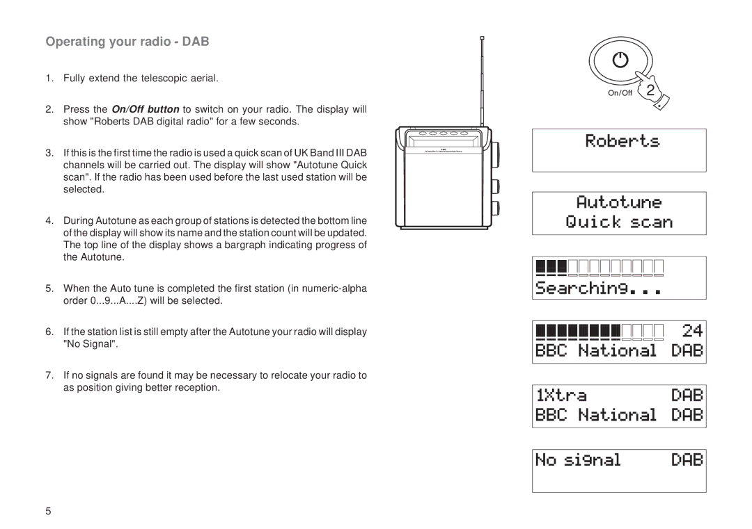 Roberts Radio RD-8 manual Operating your radio DAB 