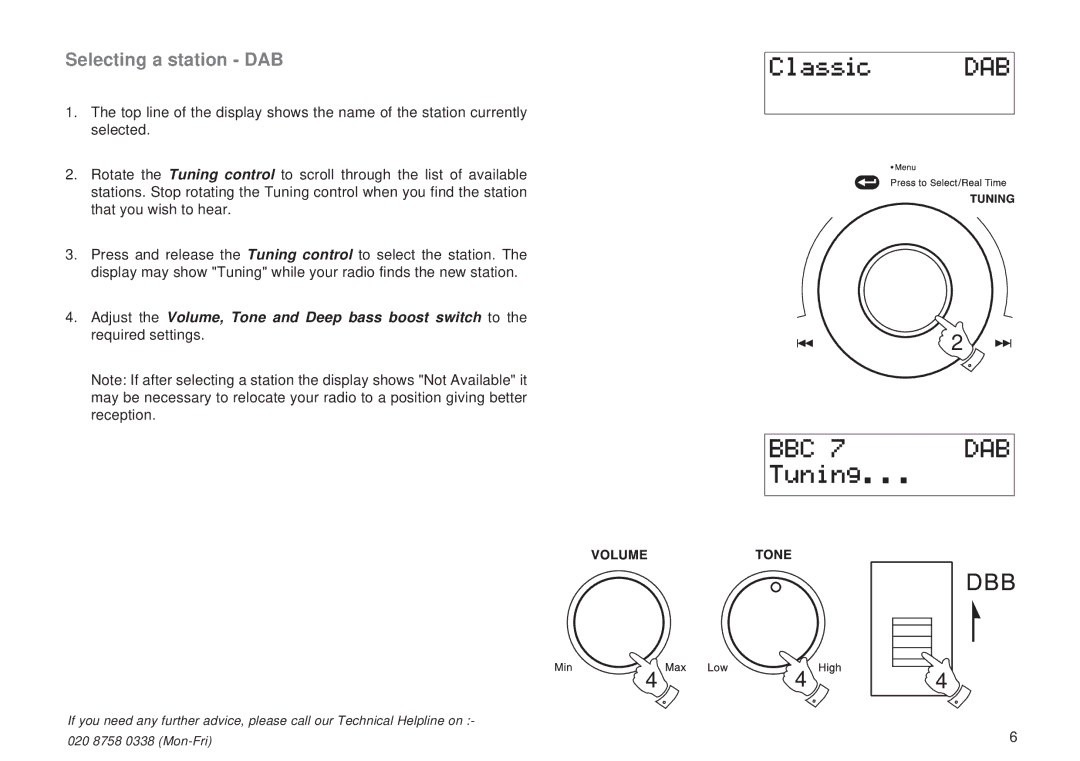 Roberts Radio RD-8 manual Selecting a station DAB 