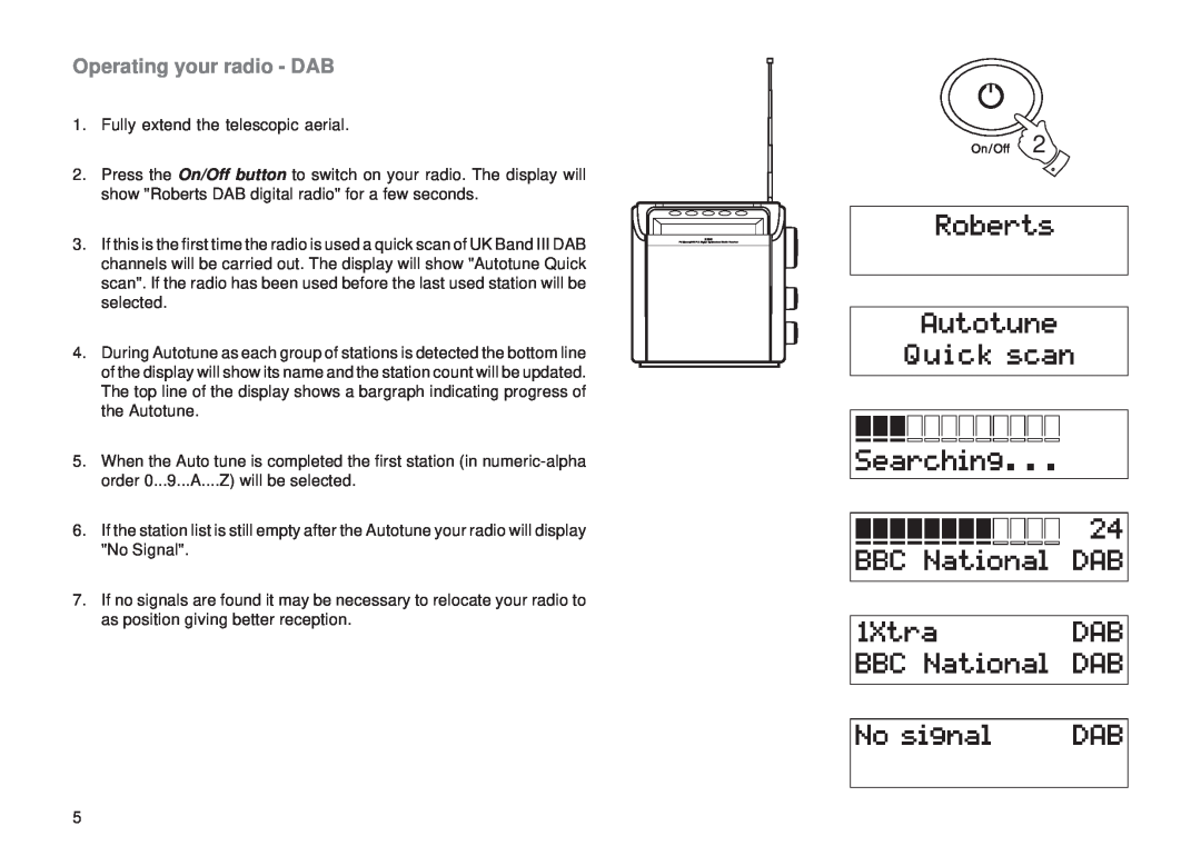 Roberts Radio RD-8 manual Operating your radio - DAB 