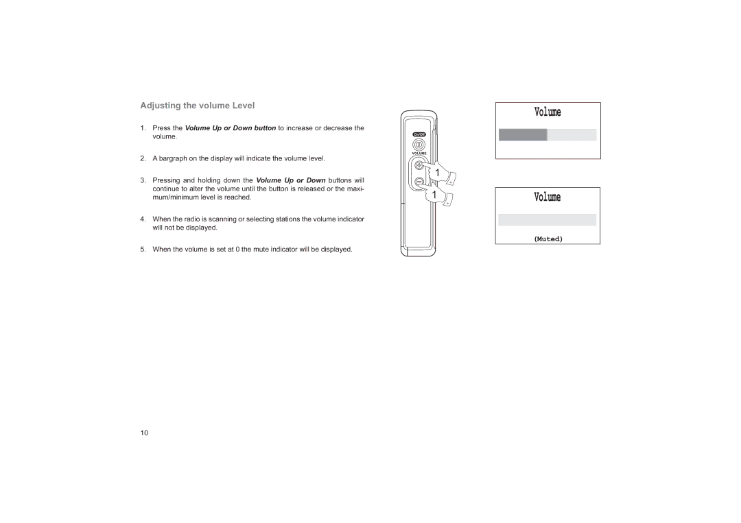 Roberts Radio RD14 manual Adjusting the volume Level 