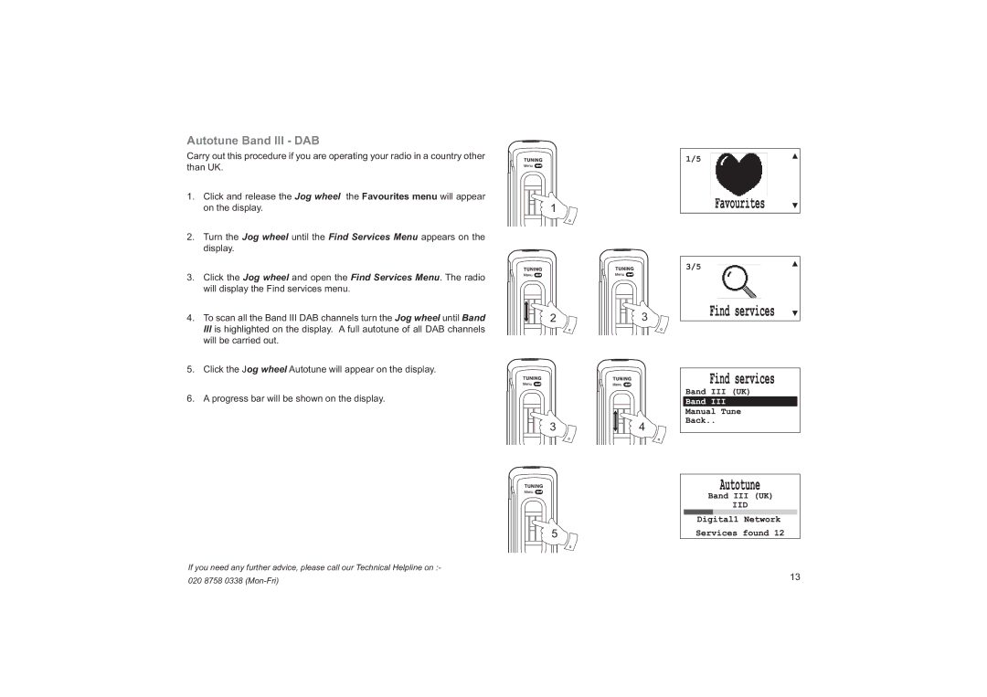 Roberts Radio RD14 manual Autotune Band III DAB 