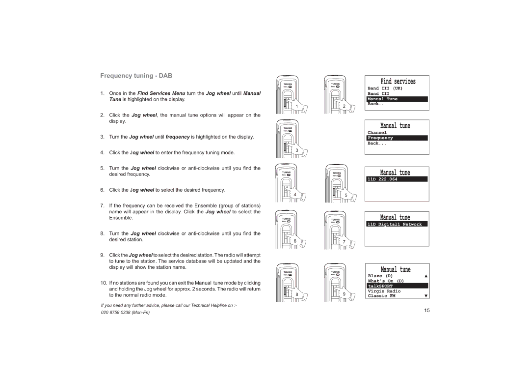 Roberts Radio RD14 manual Frequency tuning DAB 