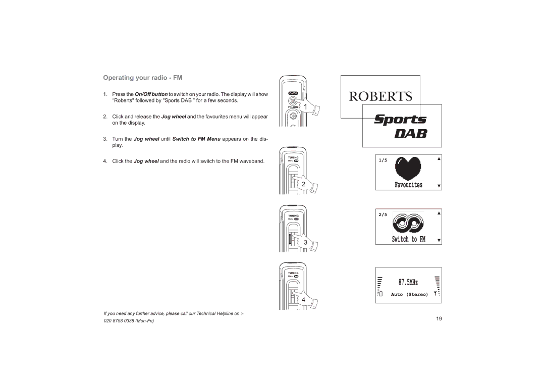 Roberts Radio RD14 manual Operating your radio FM 