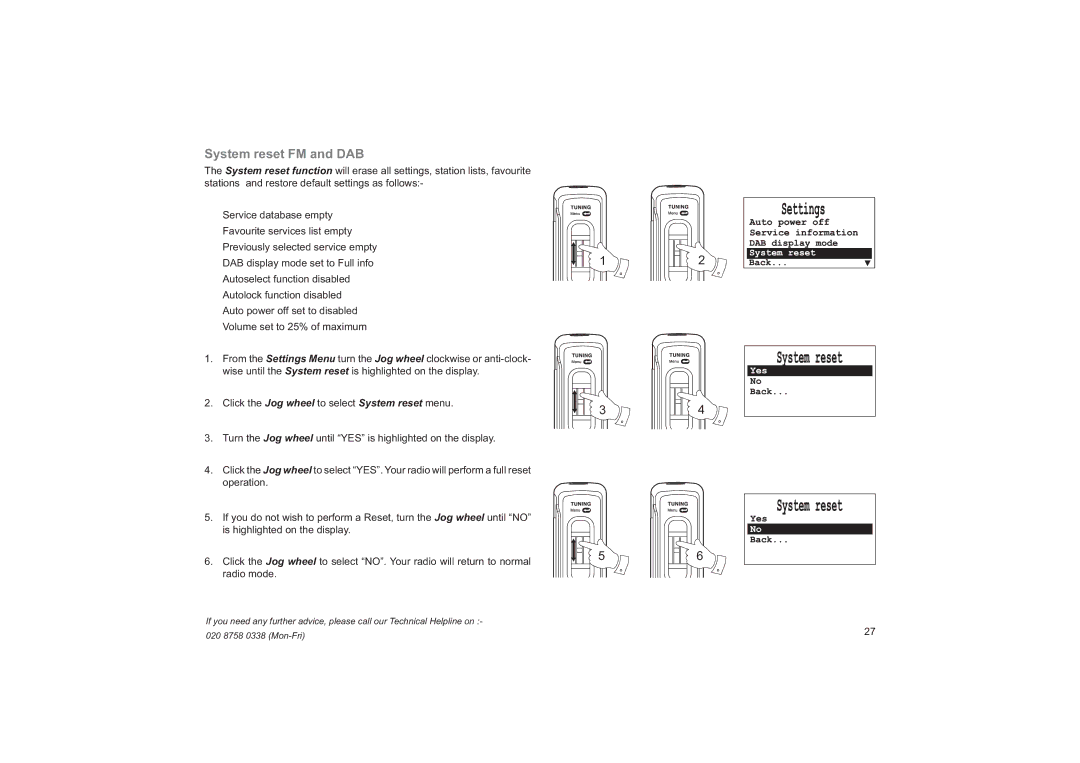 Roberts Radio RD14 manual System reset FM and DAB 