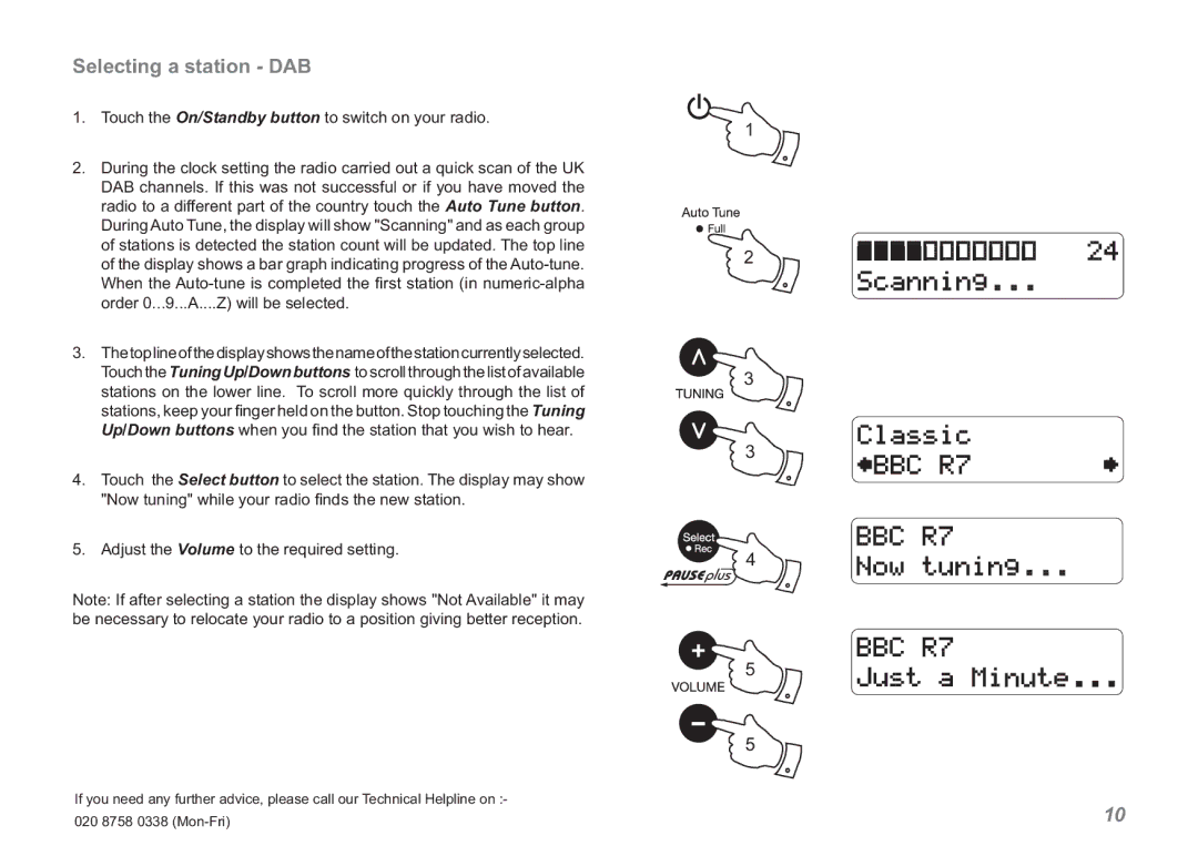 Roberts Radio RDK-2 manual Selecting a station DAB 