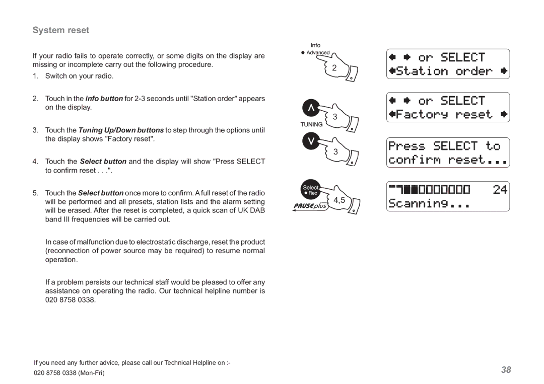 Roberts Radio RDK-2 manual System reset 