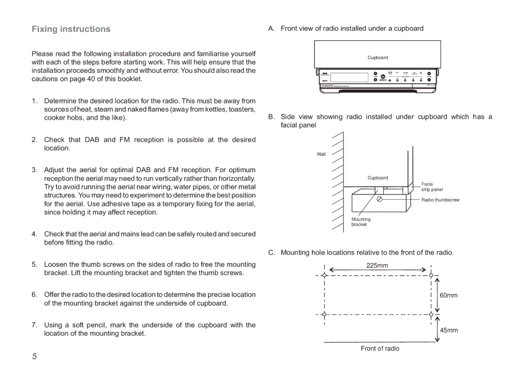 Roberts Radio RDK-2 manual Fixing instructions 