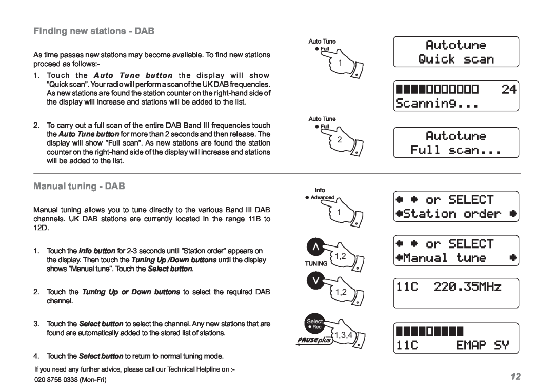 Roberts Radio RDK-2 manual Finding new stations - DAB, Manual tuning - DAB 