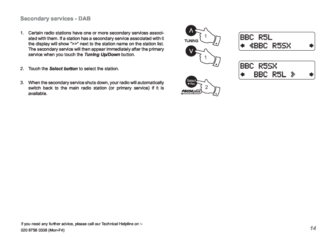 Roberts Radio RDK-2 manual Secondary services - DAB 