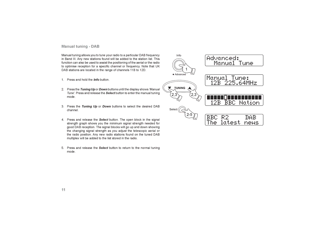 Roberts Radio RecordR manual Manual tuning DAB 