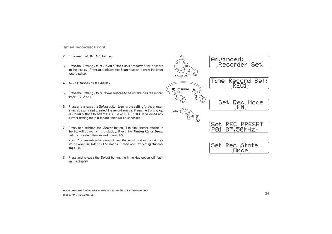 Roberts Radio RecordR manual Timed recordings 