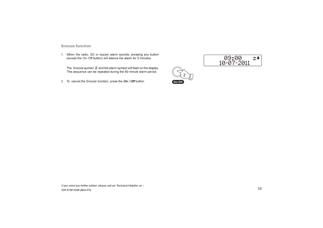 Roberts Radio RecordR manual Snooze function 