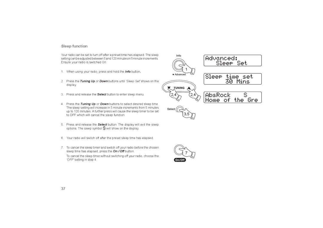 Roberts Radio RecordR manual Sleep function 