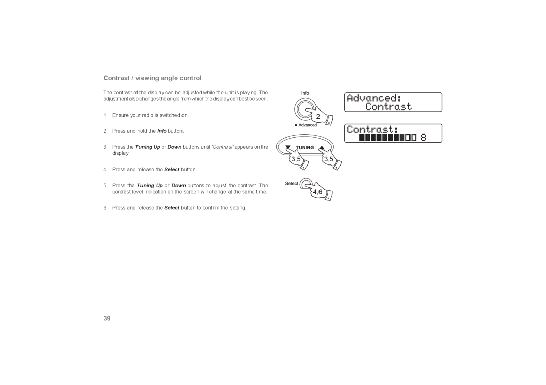 Roberts Radio RecordR manual Contrast / viewing angle control 