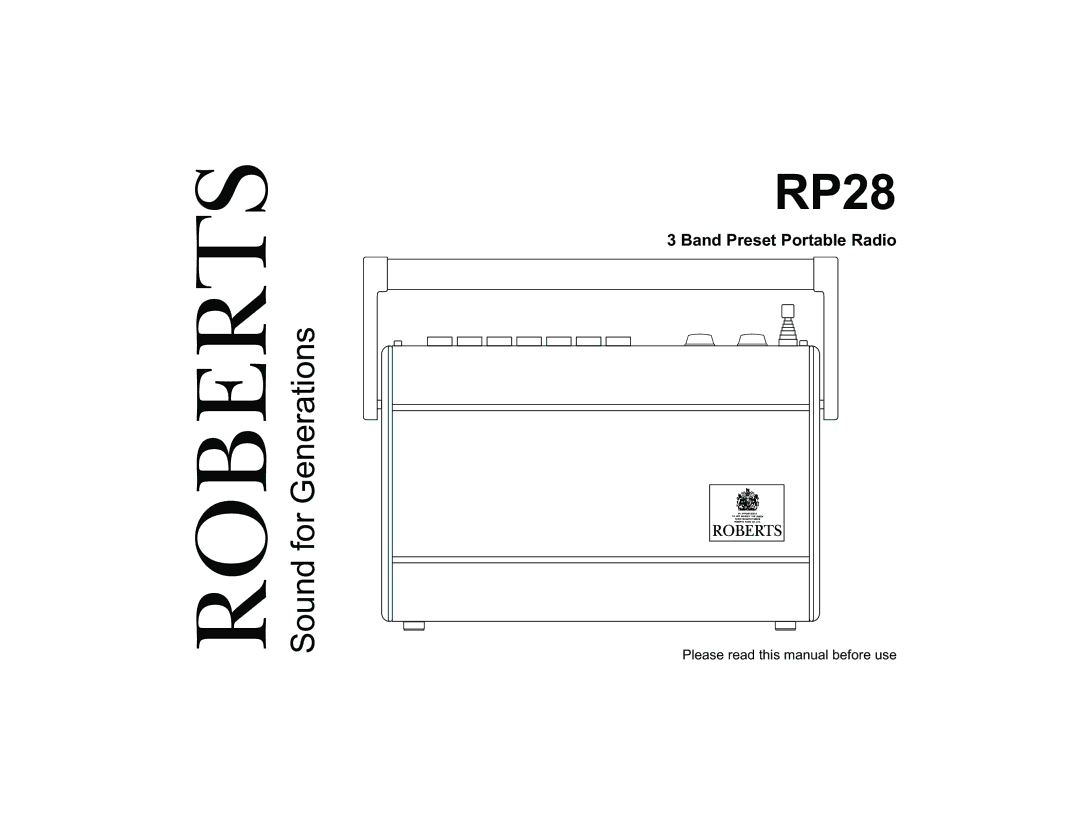 Roberts Radio RP28 manual Band Preset Portable Radio, Please read this manual before use 