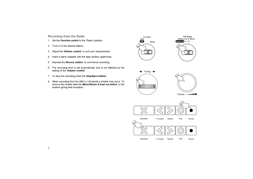 Roberts Radio SC9911 manual Recording from the Radio 