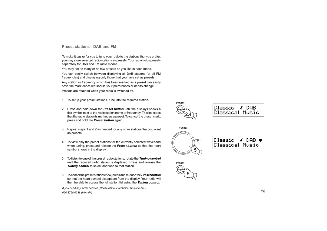 Roberts Radio solarDAB 2 manual Preset stations DAB and FM 