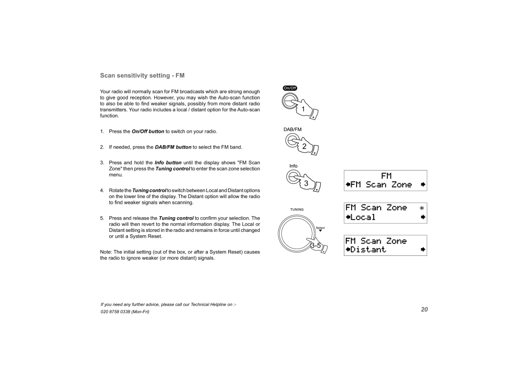 Roberts Radio solarDAB 2 manual Scan sensitivity setting FM 