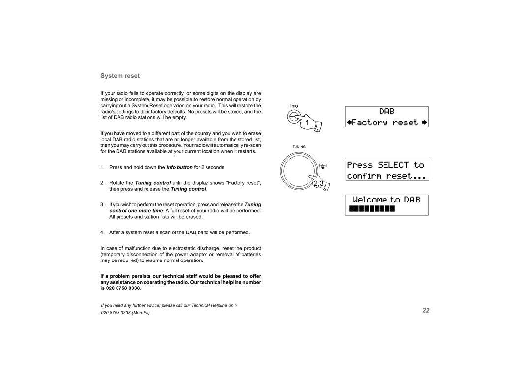 Roberts Radio solarDAB 2 manual System reset 