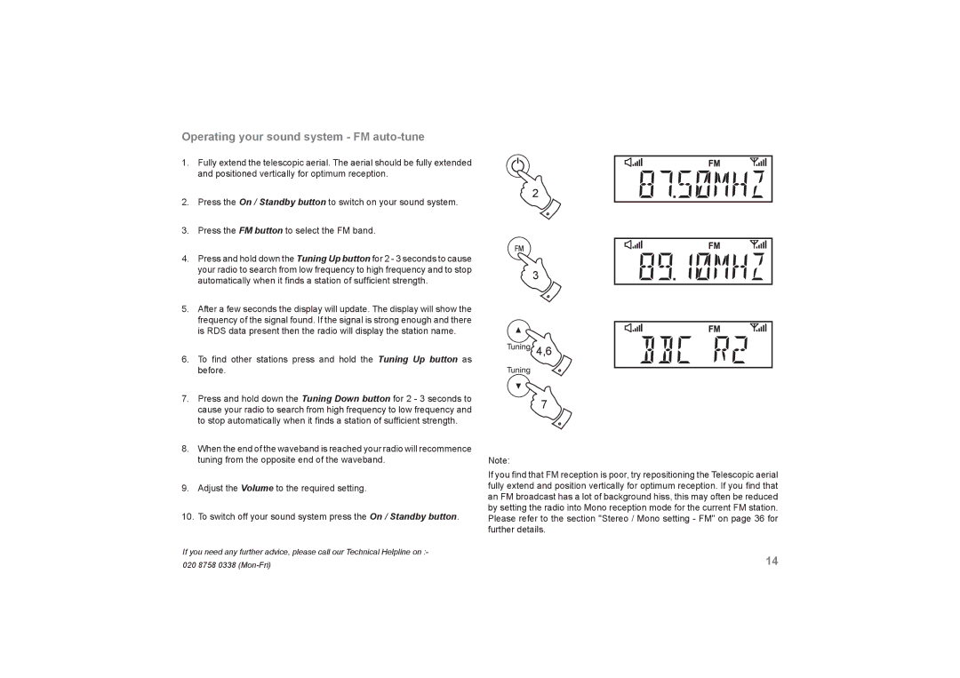 Roberts Radio SOUND66 manual Operating your sound system FM auto-tune 