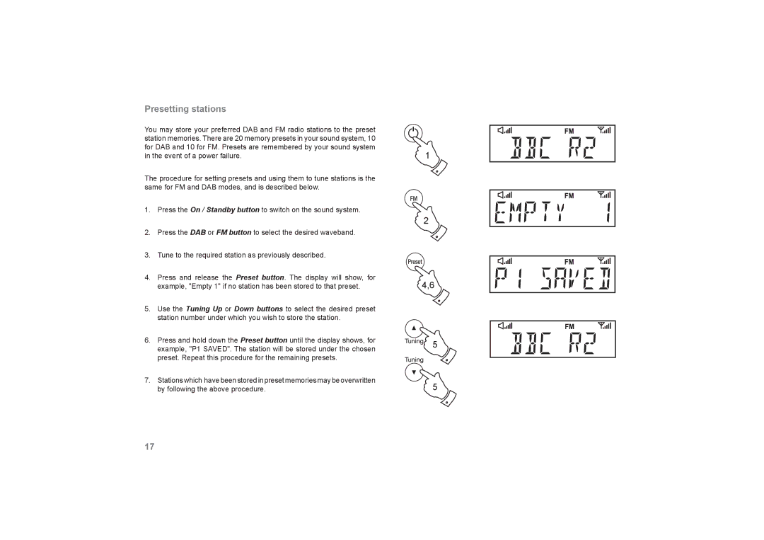 Roberts Radio SOUND66 manual Presetting stations 