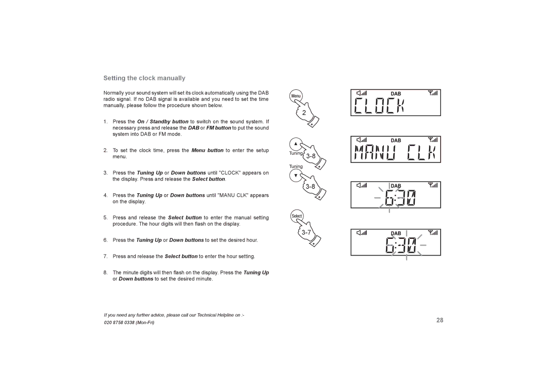 Roberts Radio SOUND66 Setting the clock manually 