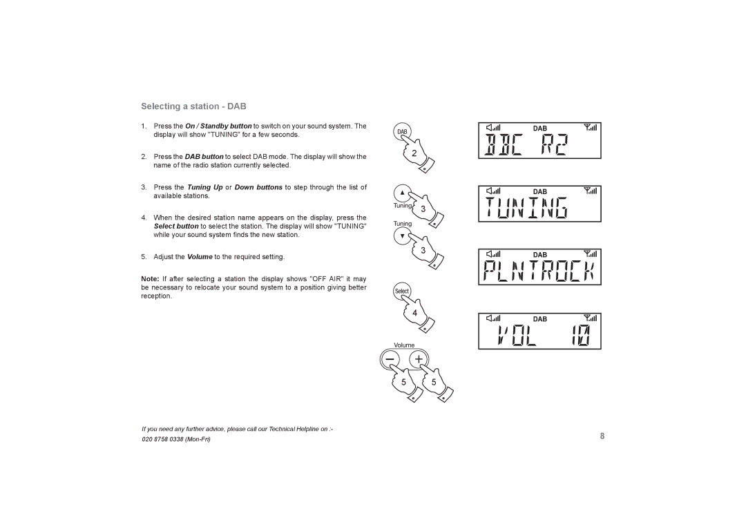 Roberts Radio SOUND66 manual Selecting a station DAB 