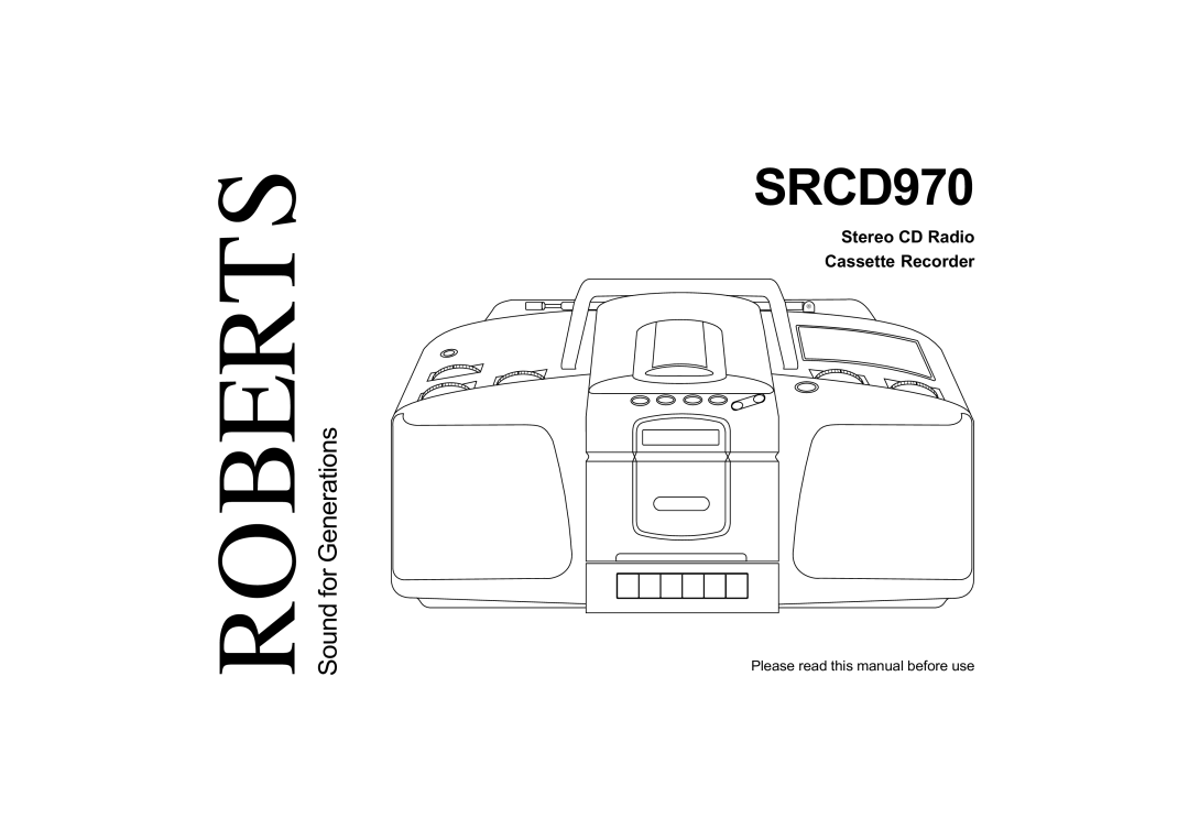 Roberts Radio SRCD970 manual Roberts, Please read this manual before use 