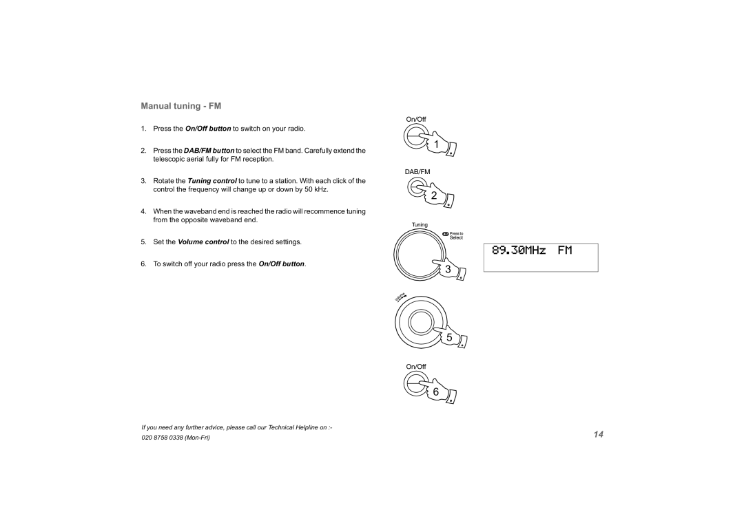 Roberts Radio unologic manual Manual tuning FM 